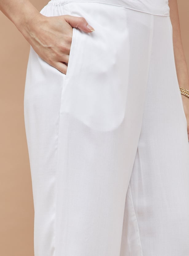 Solid Straight Ethnic Pants (1-Piece)