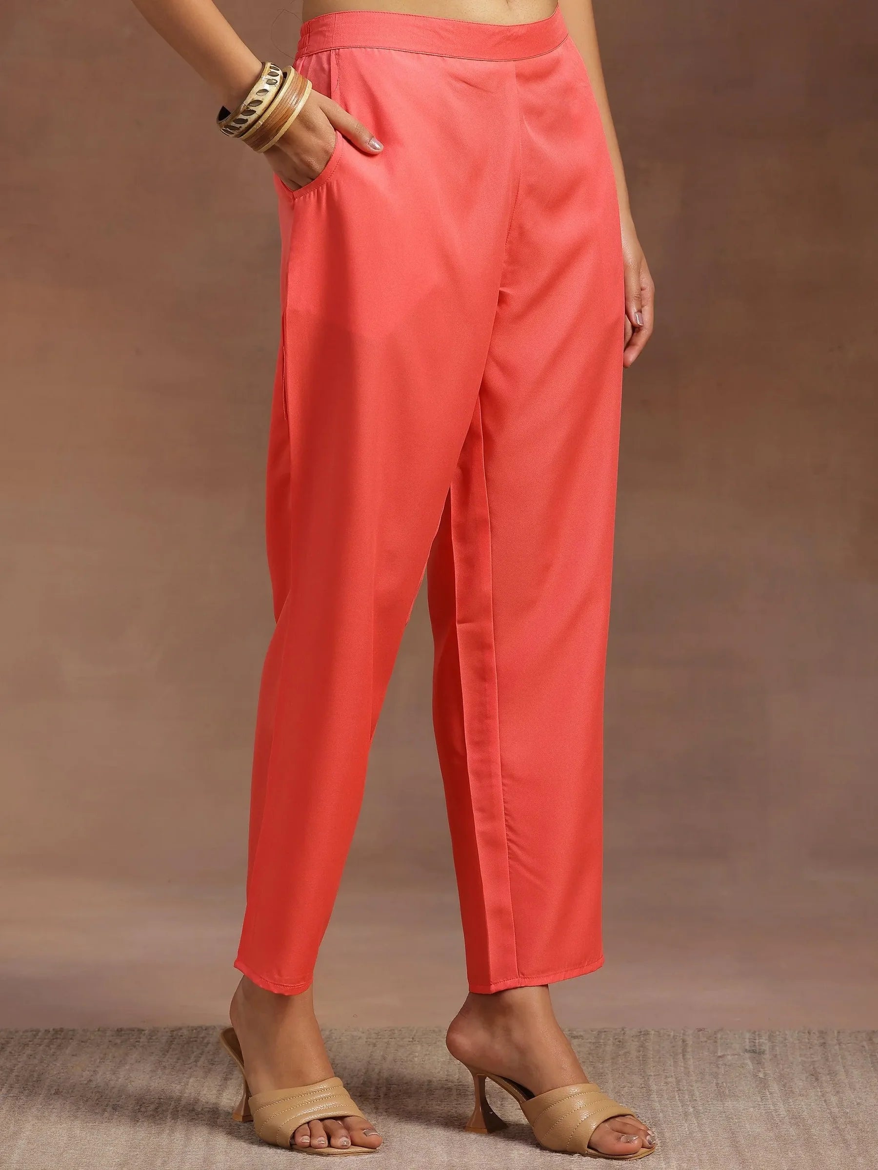 2-piece cream printed silk blend co-ord set